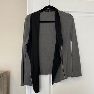 Grey and Black Zipper Cardigan